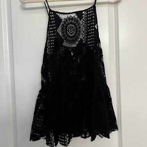 Black Crochet Peplum Tank Top Size Large
